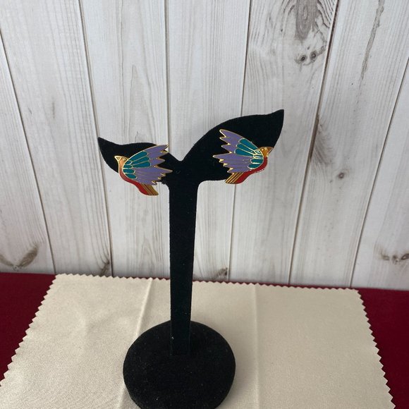Vintage LAUREL BURCH Earrings Celeste Birds Clip on Earrings - Picture 3 of 6
